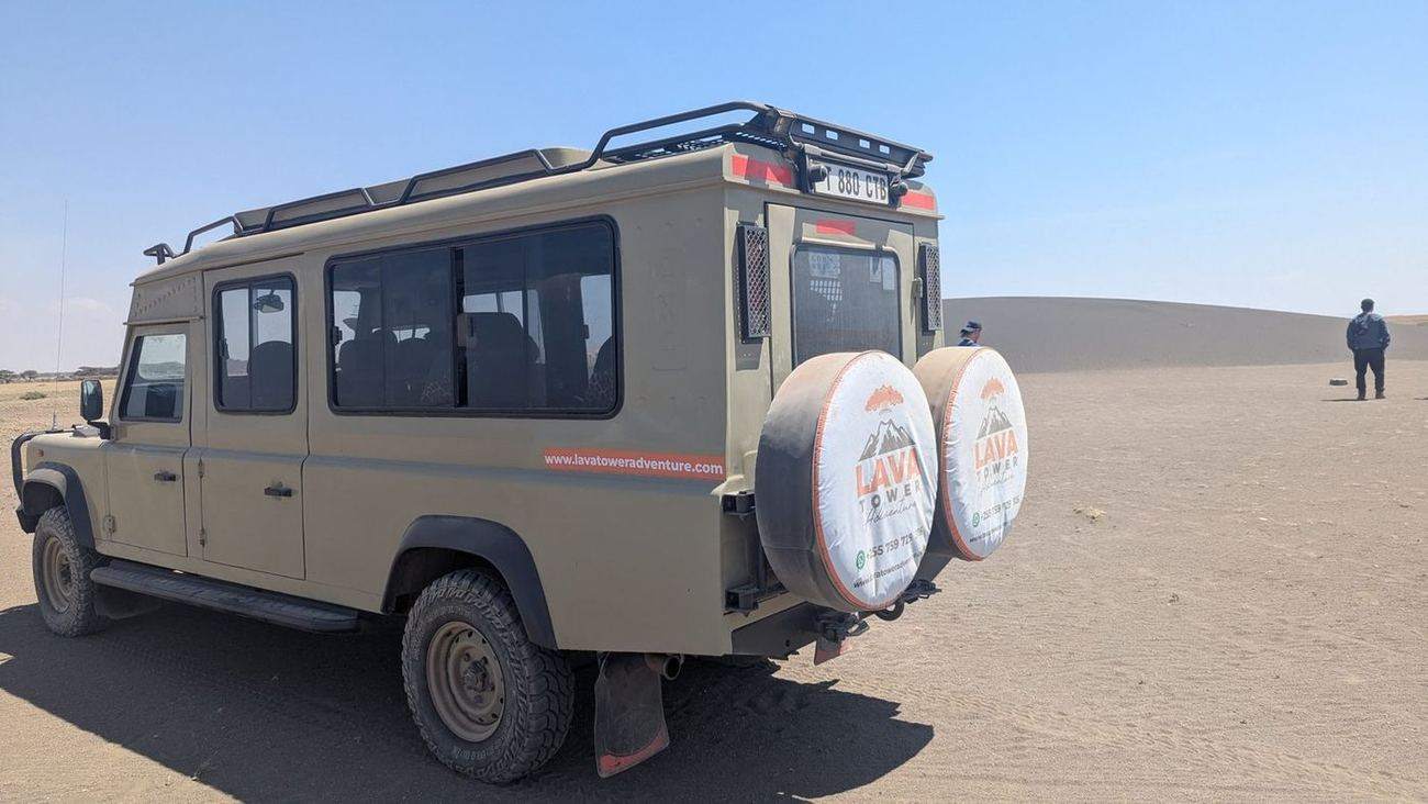 Lava Tower Adventure branded safari 4x4 in the Tanzanian bush